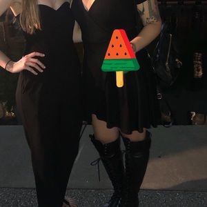 Strapless, black jumpsuit